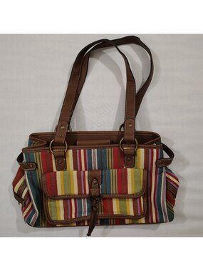 Jamaica Bay Shoulder Bag Womens Purse Multicolored Striped Dual Handle Paradise